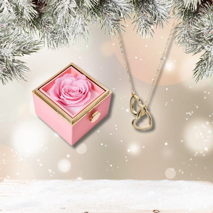 Czuły Prezent - Pudełko z wieczną różą i spersonalizowany naszyjnik