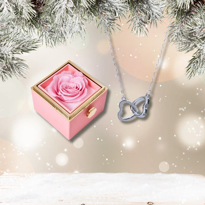Czuły Prezent - Pudełko z wieczną różą i spersonalizowany naszyjnik
