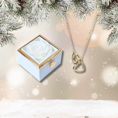 Czuły Prezent - Pudełko z wieczną różą i spersonalizowany naszyjnik